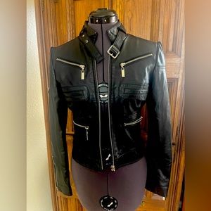 Bebe Genuine Leather Biker Moto Jacket Small